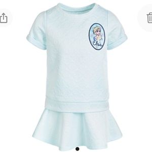 NEW Disney Frozen Elsa Girls Embossed Top and Skirt Set, Size 5, Blue